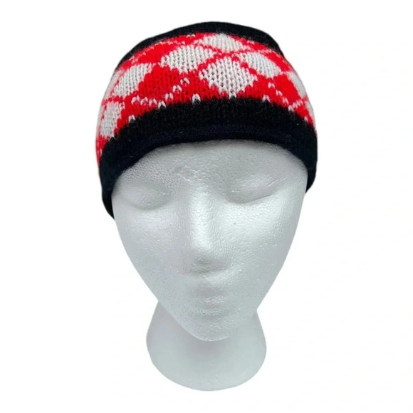 Vintage Knit Reversible Headband Blue Red and White Unisex Ski Snowboarding Snow - Picture 2 of 7